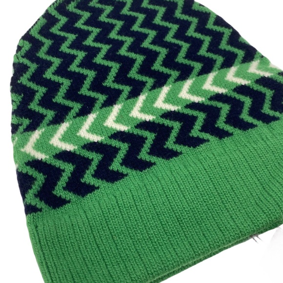 GUCCI Wool Zigzag Beanie Hat Green Size M 22cm - Picture 5 of 13